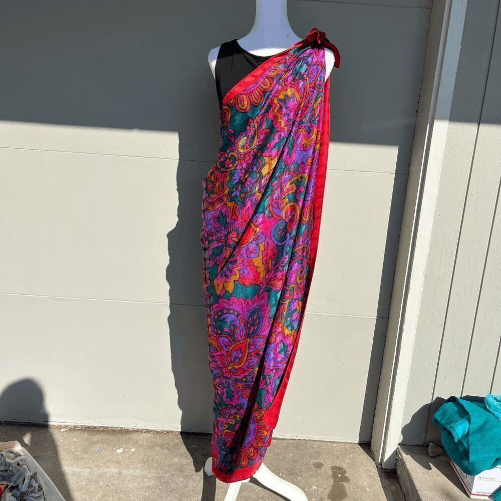 Vintage Jacques Vert Oversized Paisley Scarf Wrap Made in Italy 30% Silk